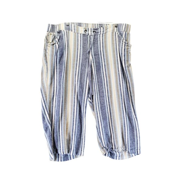 Lane Bryant Pants Womens Size 20 Blue Striped Clam Digger Capri - Picture 1 of 9
